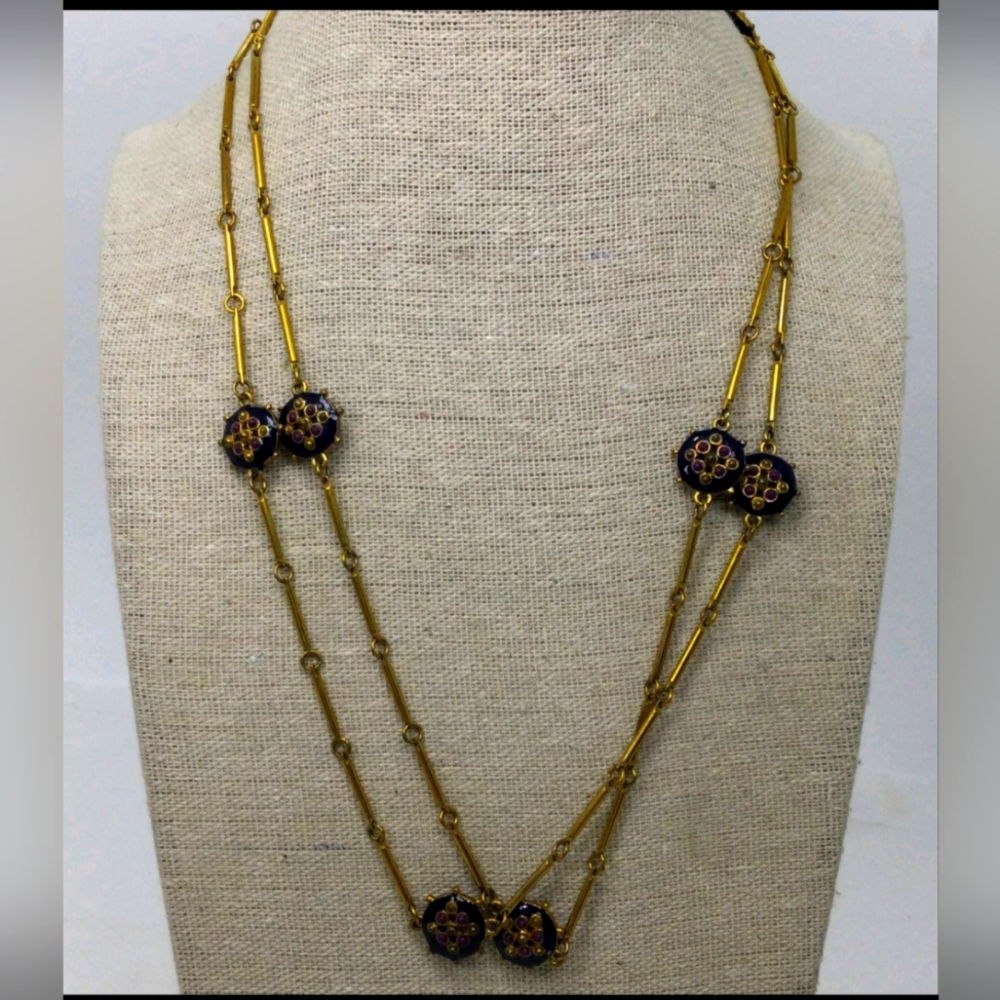 Banana Republic Goldtone Long Station Necklace 38" EUC